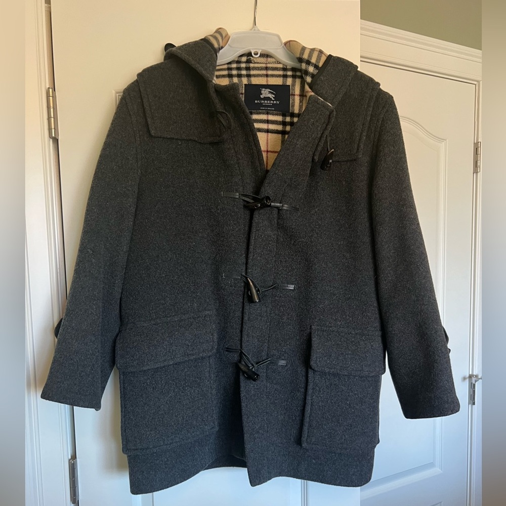 Burberry London Womens Hoodie Peacoat Jacket Sz 10 Nova Check Lining